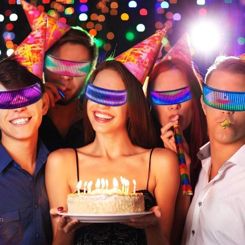  [아마존베스트]LEMEN LEAMTUZO, LED Glasses, Customize Messages LED Bluetooth Glasses Light up Party for Adults, Concerts, Festivals, Raves (Colorful Light)