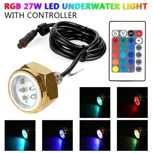  LEANINGTECH LeaningTech 27w RGB Led Drain Plug Light Boat Underwater Remote Control Diving Fishing Lamp DeckMarineBoat Waterproof Color Changing