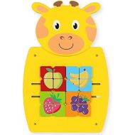 LEARNING ADVANTAGE Giraffe Activity Wall Panel - 18m+ - Toddler Activity Center - Wall-Mounted Toy - Busy Board Decor for Bedrooms, Daycares and Play Areas