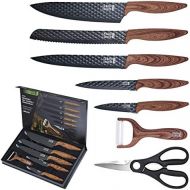 [아마존베스트]Cobus LEBENLANG Kuechen Zubehoer Messerset 7 teilig mit Schaler & Kuechenschere - scharfes Kuechenmesser Set - scharfe Messer Set Schere Kueche Wohnungs Zubehoer  Koch Kuechenzubehoer schwarz S