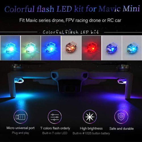  LED Light Night for DJI Mavic Mini,Navigation Light Seven Color Lamp for DJI Mavic Mini Accessories (2 Light)