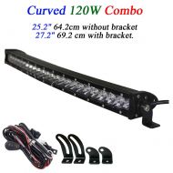 LED 120W Combo 25.2 27.2inch 3D Curved Single Row Led Light Bar with Cree Led Driving Work Offroad Bulb for Motorcycles Car Auto Ford F150 4WD UTV Truck Pickup 4x4 Vehicle 12V 24V Auto