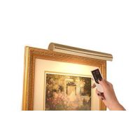 LED Picture Lights Cordless Picture Light Remote Control Antique Brass  18 For pictures to 45 wide- Safe for artwork  No UV or Heat Steel Frame 2.5 lbs  Dimmer included