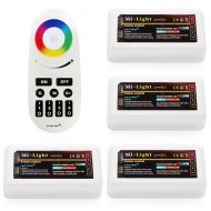 TORCHSTAR Wireless 2.4G RF RGB + WhiteWarm White Controller Kit, 4 x Controllers and 4-Zone Remote, Wi-Fi Bridge Compatible, 4CH Multicolor RGBWRGBWW LED Strip Light Controller for Home, C