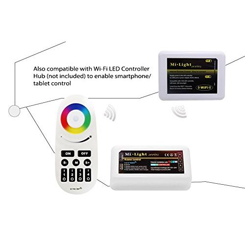  TORCHSTAR Wireless 2.4G RF RGB + WhiteWarm White Controller Kit, 4 x Controllers and 4-Zone Remote, Wi-Fi Bridge Compatible, 4CH Multicolor RGBWRGBWW LED Strip Light Controller for Home, C