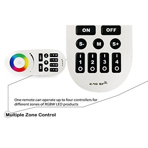  TORCHSTAR Wireless 2.4G RF RGB + WhiteWarm White Controller Kit, 4 x Controllers and 4-Zone Remote, Wi-Fi Bridge Compatible, 4CH Multicolor RGBWRGBWW LED Strip Light Controller for Home, C