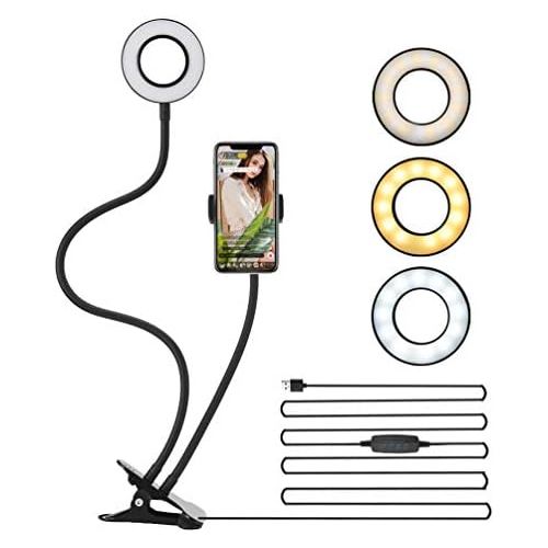  [아마존베스트]Selfie Ring Light, LEDGLE Upgraded Ring Light 360° Rotating with Cell Phone Holder Stand and Flexible Arms 3 Light Modes 10 Level Brightness for Live Stream Makeup and YouTube Vide