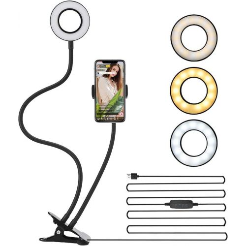  [아마존베스트]Selfie Ring Light, LEDGLE Upgraded Ring Light 360° Rotating with Cell Phone Holder Stand and Flexible Arms 3 Light Modes 10 Level Brightness for Live Stream Makeup and YouTube Vide