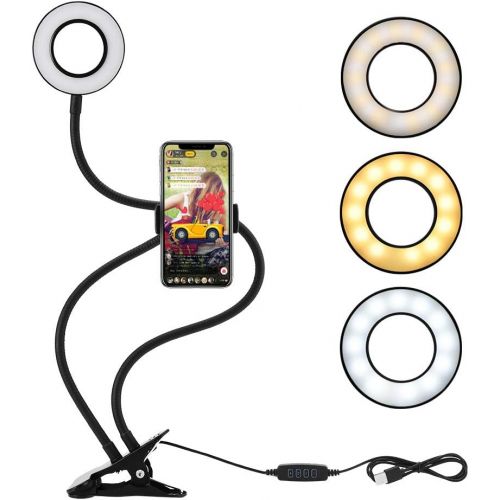  [아마존베스트]Selfie Ring Light, LEDGLE Upgraded Ring Light 360° Rotating with Cell Phone Holder Stand and Flexible Arms 3 Light Modes 10 Level Brightness for Live Stream Makeup and YouTube Vide