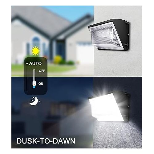  LEDMO 120W LED Wall Pack Light with Dusk-to-Dawn Photocell15840LM 5000K Daylight Outdoor Security Lighting Commercial and Industrial LED Wall Lights for Garages|Warehouses|Factories|House