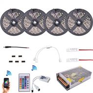LEDMOMO 20 Meters SMD 5050 1200 LEDs RGB LED Strip Kit Flexible Diode Tape Lights with 2.4G RF Remote RGB Controller Amplifier Wifi APP Control DC12V Power Supply