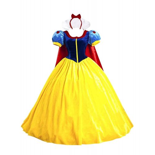  LEDSSIWE Halloween Womens Princess Christmas Costume Dress for Adult Classic Deluxe Ball Gown Cosplay with Cloak Headband