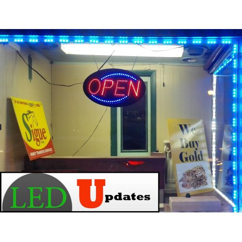  LEDUPDATES LEDupdates 40ft Storefront windows Blue LED light 5050 with UL listed power supply