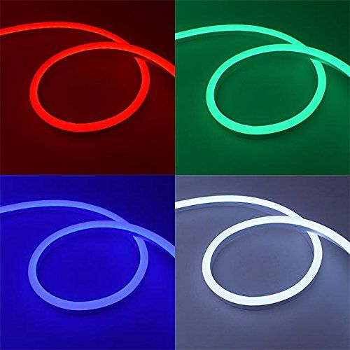  LEDwholesalers 24V 65-ft 15x25mm IP65 Water-Resistant RGB Color-Changing Flexible LED Neon Strip Light with 1200xSMD5050, 20272RGB