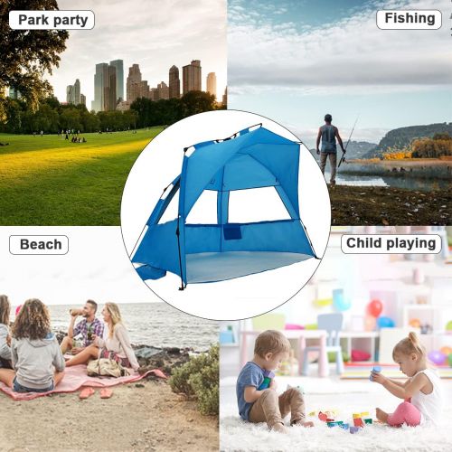  Leedor Beach Tent Sun Shelter Instant Beach Umbrella Easy Cabana with UPF 50+ UV Portable Windproof Pop Up Shade for 3 to 4 Person for Family Patent Pending