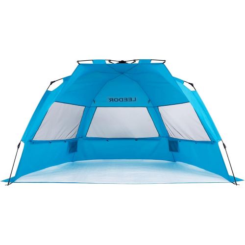  Leedor Beach Tent Sun Shelter Instant Beach Umbrella Easy Cabana with UPF 50+ UV Portable Windproof Pop Up Shade for 3 to 4 Person for Family Patent Pending