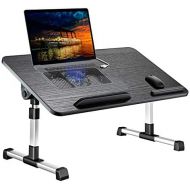[아마존베스트]Laptop Desk for Bed,LEEHEE Adjustable Lap Bed Tray Folding Table Lap Stand with Internal USB Cooling Fan, Standing Desk for Home Office Working Gaming Writing, Fits for 17 Laptop o
