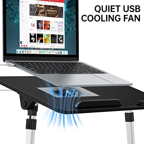  [아마존베스트]Laptop Desk for Bed,LEEHEE Adjustable Lap Bed Tray Folding Table Lap Stand with Internal USB Cooling Fan, Standing Desk for Home Office Working Gaming Writing, Fits for 17 Laptop o