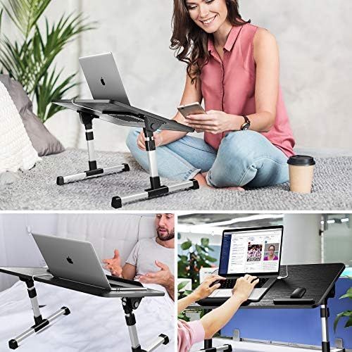  [아마존베스트]Laptop Desk for Bed,LEEHEE Adjustable Lap Bed Tray Folding Table Lap Stand with Internal USB Cooling Fan, Standing Desk for Home Office Working Gaming Writing, Fits for 17 Laptop o