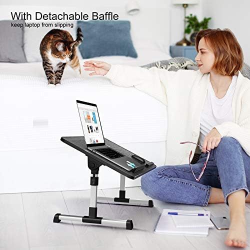  [아마존베스트]Laptop Desk for Bed,LEEHEE Adjustable Lap Bed Tray Folding Table Lap Stand with Internal USB Cooling Fan, Standing Desk for Home Office Working Gaming Writing, Fits for 17 Laptop o