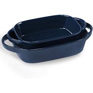 [아마존베스트]LEETOYI Ceramics Small Bakeware Set, Porcelain Rectangular Baking Dish with Double Handle, Baking Pans for Kitchen, Cooking, Cake Dinner,1 or 2 person servings 10.5-Inch/9-Inch (Na