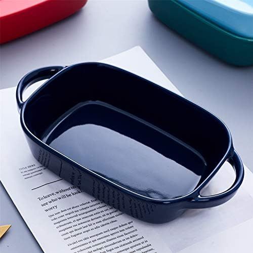  [아마존베스트]LEETOYI Ceramics Small Bakeware Set, Porcelain Rectangular Baking Dish with Double Handle, Baking Pans for Kitchen, Cooking, Cake Dinner,1 or 2 person servings 10.5-Inch/9-Inch (Na