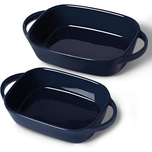  [아마존베스트]LEETOYI Ceramics Small Bakeware Set, Porcelain Rectangular Baking Dish with Double Handle, Baking Pans for Kitchen, Cooking, Cake Dinner,1 or 2 person servings 10.5-Inch/9-Inch (Na