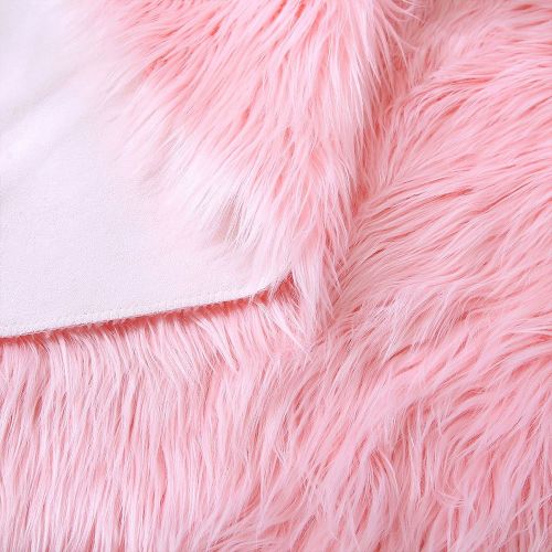  LEEVAN Super Soft Faux Fur Sheepskin Rug Shaggy Rug Round Area Rugs Floor Mat Home Decorator Carpets Kids Play Rug Black,3ft Diameter