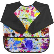 [아마존베스트]LEEY Childrens Art Smock Kids Painting Aprons Art Painting Supplies (Black)