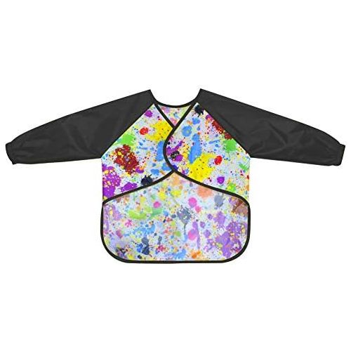  [아마존베스트]LEEY Childrens Art Smock Kids Painting Aprons Art Painting Supplies (Black)