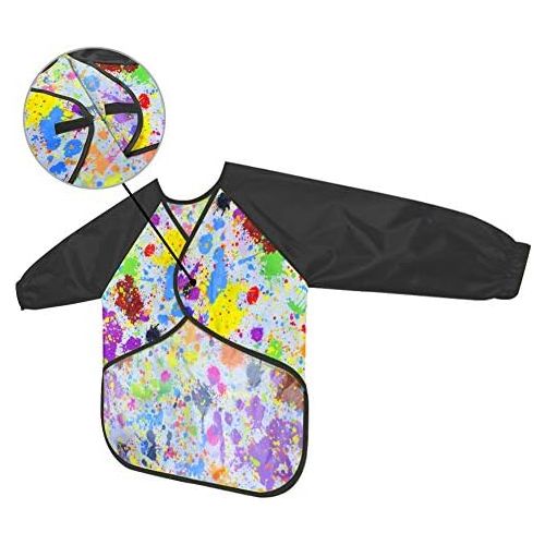  [아마존베스트]LEEY Childrens Art Smock Kids Painting Aprons Art Painting Supplies (Black)