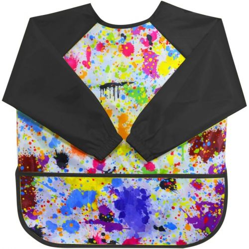  [아마존베스트]LEEY Childrens Art Smock Kids Painting Aprons Art Painting Supplies (Black)