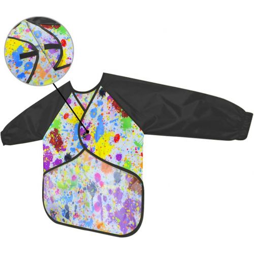  [아마존베스트]LEEY Childrens Art Smock Kids Painting Aprons Art Painting Supplies (Black)