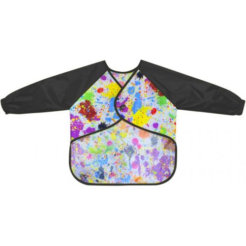  [아마존베스트]LEEY Childrens Art Smock Kids Painting Aprons Art Painting Supplies (Black)