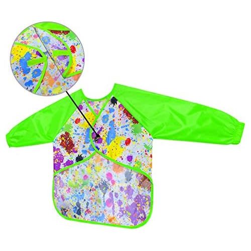  [아마존베스트]LEEY Childrens Art Smock Kids Painting Aprons Art Painting Supplies (Green)