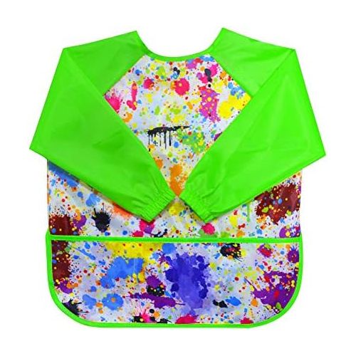  [아마존베스트]LEEY Childrens Art Smock Kids Painting Aprons Art Painting Supplies (Green)