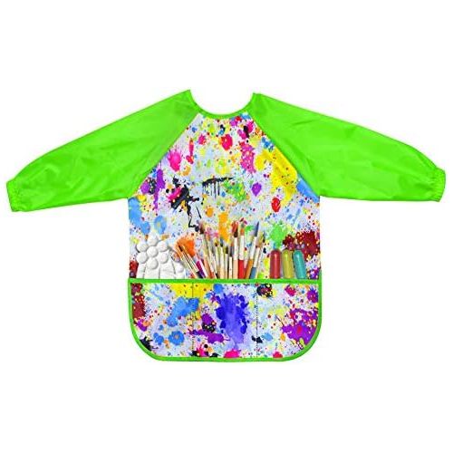  [아마존베스트]LEEY Childrens Art Smock Kids Painting Aprons Art Painting Supplies (Green)