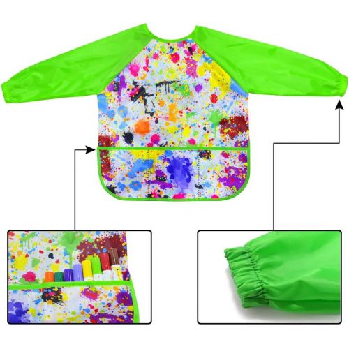  [아마존베스트]LEEY Childrens Art Smock Kids Painting Aprons Art Painting Supplies (Green)