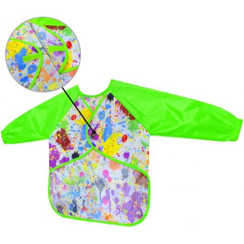  [아마존베스트]LEEY Childrens Art Smock Kids Painting Aprons Art Painting Supplies (Green)