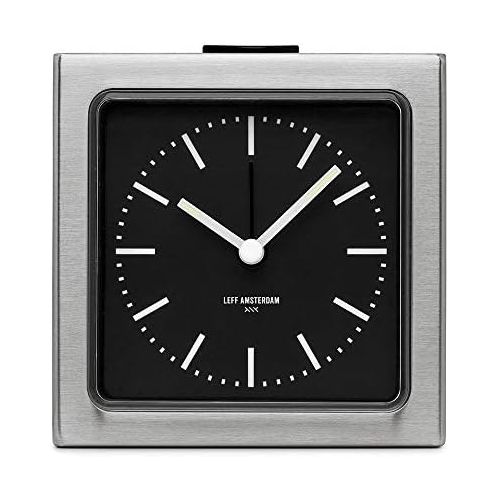  Leff Amsterdam alarm clock block stainless steel black index by
