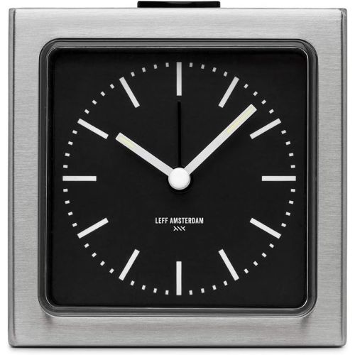  Leff Amsterdam alarm clock block stainless steel black index by