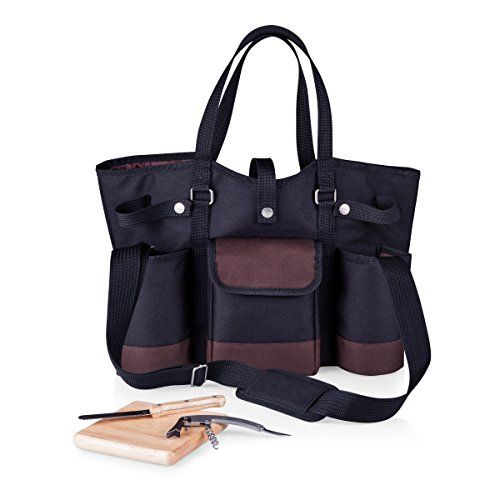  LEGACY - a Picnic Time Brand Wine Country Tote with Cheese Service and Corkscrew, Black