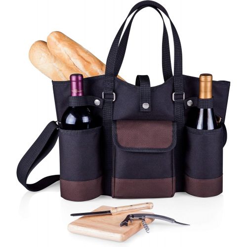  LEGACY - a Picnic Time Brand Wine Country Tote with Cheese Service and Corkscrew, Black