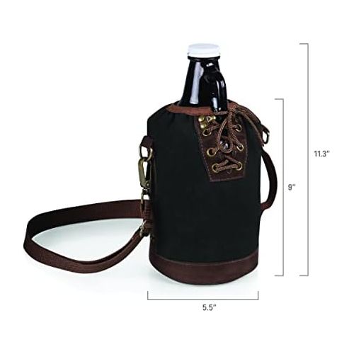  [아마존베스트]Legacy-A Picnic Time Brand Amber Glass with Canvas Lace up Growler Tote, 64-Ounce, Black