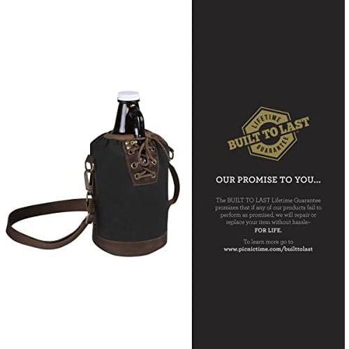  [아마존베스트]Legacy-A Picnic Time Brand Amber Glass with Canvas Lace up Growler Tote, 64-Ounce, Black