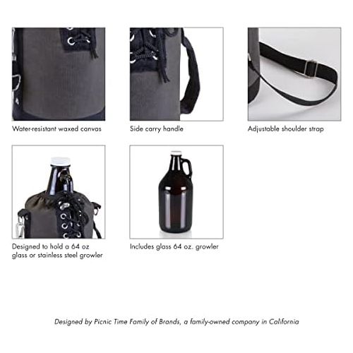  [아마존베스트]Legacy-A Picnic Time Brand Amber Glass with Canvas Lace up Growler Tote, 64-Ounce, Black