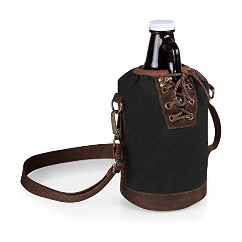  [아마존베스트]Legacy-A Picnic Time Brand Amber Glass with Canvas Lace up Growler Tote, 64-Ounce, Black