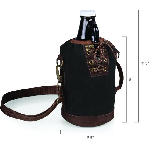  [아마존베스트]Legacy-A Picnic Time Brand Amber Glass with Canvas Lace up Growler Tote, 64-Ounce, Black