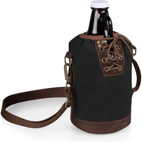  [아마존베스트]Legacy-A Picnic Time Brand Amber Glass with Canvas Lace up Growler Tote, 64-Ounce, Black