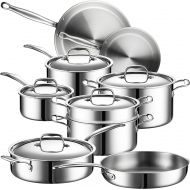 LEGEND_COOKWARE Legend 5-Ply Stainless Steel Cookware Set MultiPly SuperStainless 14-Piece Professional Home Chef Grade Clad Pots & Pans Sets All Surface Induction & Oven Safe Premium Gifts for Me